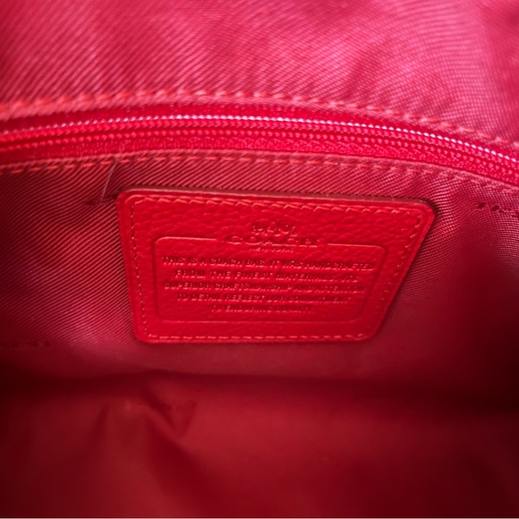 Coach Red Leather hand bag with detachable crossbody strap. Like new. - Picture 5 of 7